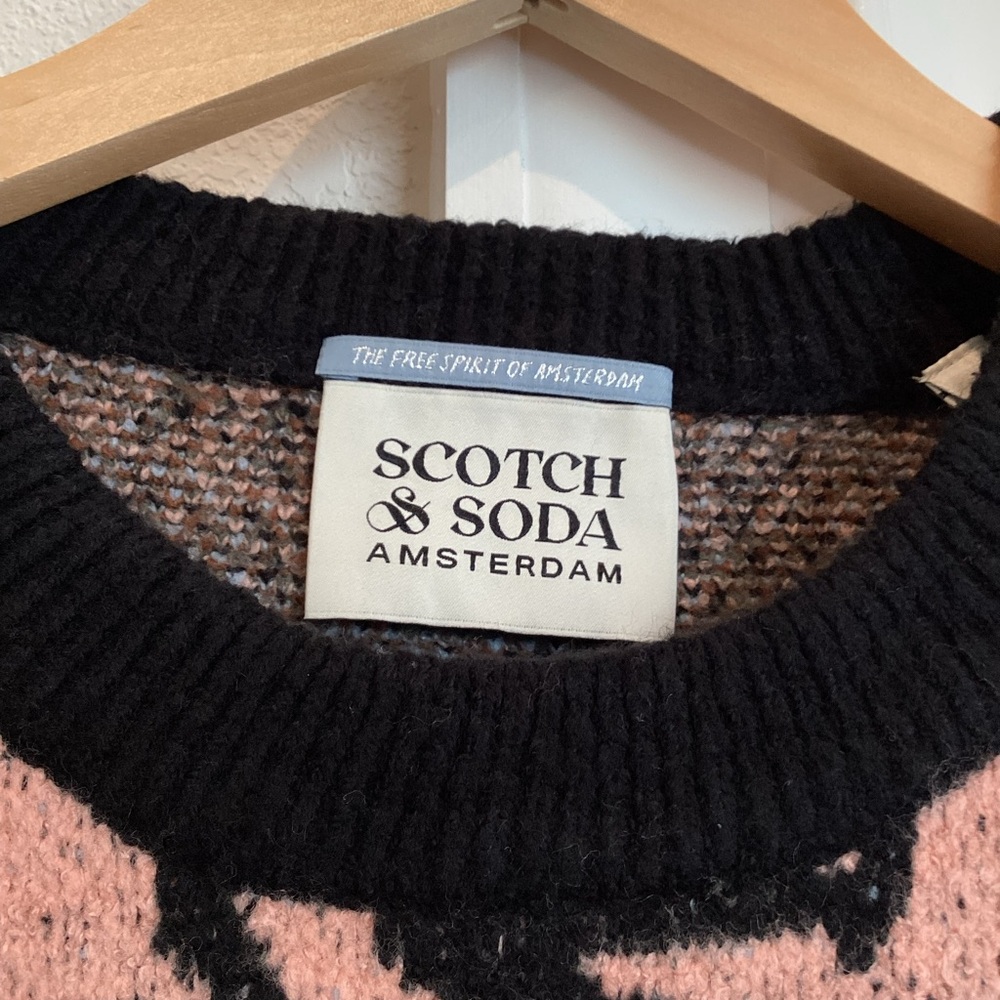 Scotch & Soda Jacquard Graphic Sweater New Medium Leopard Sun Star Anthropologie - Picture 11 of 16